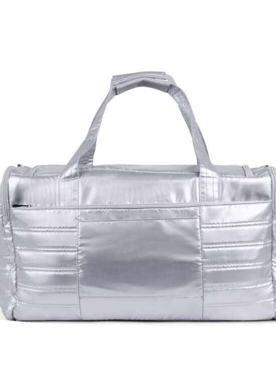 Lug Trolley Duffel Bag Metallic Silver Spacious Travel Bag - Picture 5 of 13